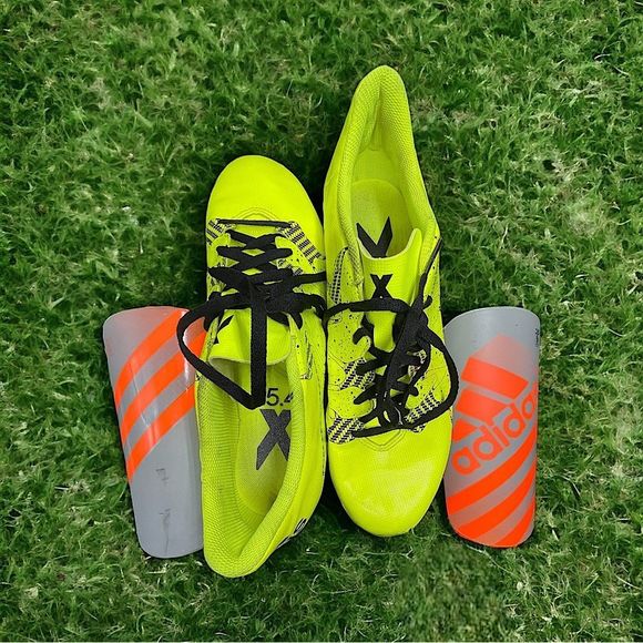 S♥️LD! Adidas 15.4 l Neon Yellow l Soccer Cleats & Shin pads l Men’s Size 10 EUC - Picture 6 of 10